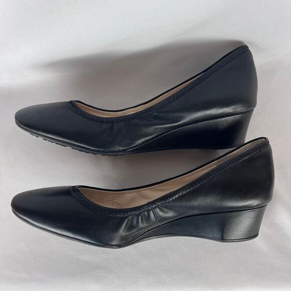 Cole Haan Ballet Wedge Pumps Size 8.5 Black Leather Comfort Dressy Ballerina - Picture 5 of 9